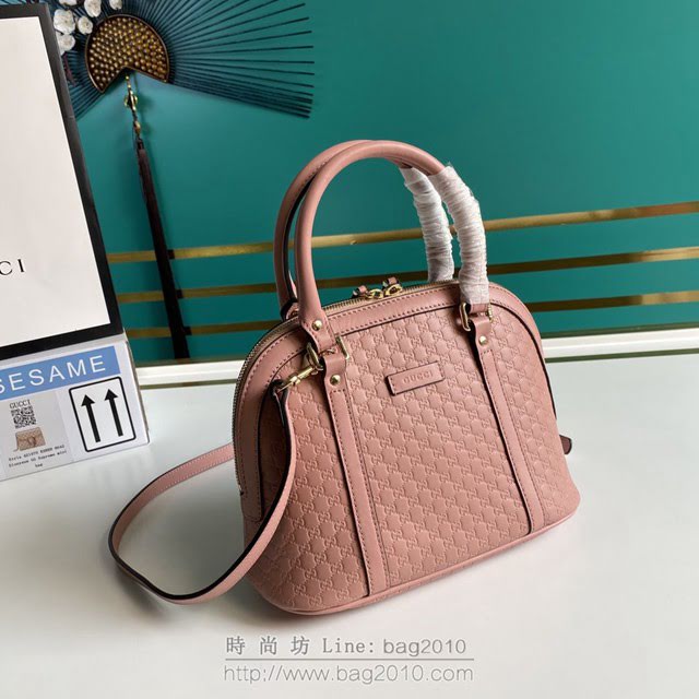 Gucci古馳包包 G家新款女包 款號:449654 古奇粉色壓花皮手提肩背女包 Gucci小號貝殼包  gdj1307